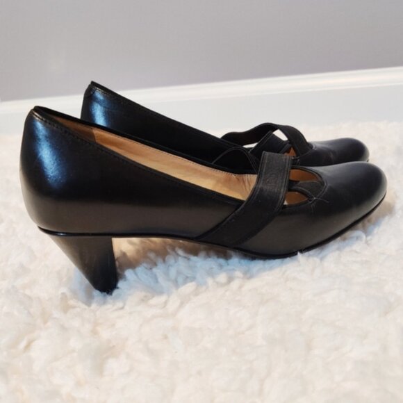 Cole Haan Ballet low heels Nike Air Black Leather Pumps - Picture 4 of 5